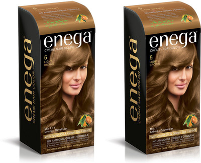 

Enega Cream hair color (100 ml/each) superior quality with Argan Oil & Green Tea extract NO AMMONIA Cream FORMULA smooth care for your precious hair! LIGHT BROWN 5 (Pack of 2) Hair Color(LIGHT BROWN 5)