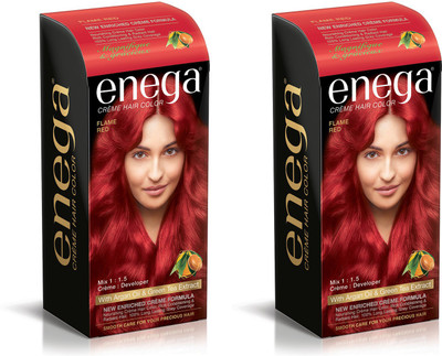 

Enega Cream hair color (100 ml/each) superior quality with Argan Oil & Green Tea extract smooth care for your precious hair! FLAME RED (Pack of 2) Hair Color(FLAME RED)