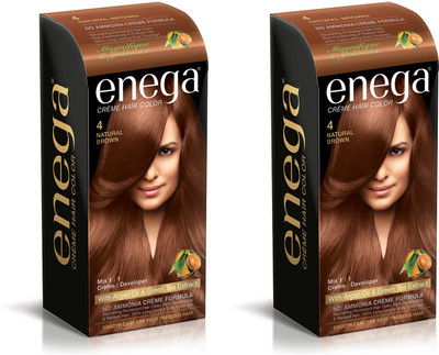

Enega Cream hair color (100 ml/each) superior quality with Argan Oil & Green Tea extract NO AMMONIA Cream FORMULA smooth care for your precious hair! NATURAL BROWN 4 (Pack of 2) Hair Color(NATURAL BROWN 4)