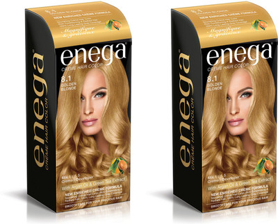 

Enega Cream hair color (100 ml/each) superior quality with Argan Oil & Green Tea extract smooth care for your precious hair! GOLDEN BLONDE 8.1 (Pack of 2) Hair Color(GOLDEN BLONDE 8.1)