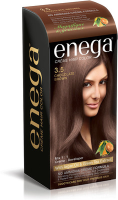 

Enega Cream hair color (100 ml/each) superior quality with Argan Oil & Green Tea extract NO AMMONIA Cream FORMULA smooth care for your precious hair! CHOCOLATE BROWN 3.5 (Pack of 1) Hair Color(CHOCOLATE BROWN 3.5)