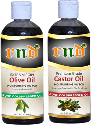 

RND Combo of Olive Carrier Oil and Castor Carrier Oil (Each 100ml) Hair Oil(100 ml)