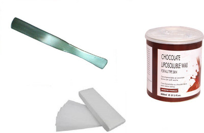 

Shopfleet 1 Chocolate Liposoluble Wax(800 Gm.), 50 Wax Strips and 1 Wax Knife Wax(1, Set of 3)
