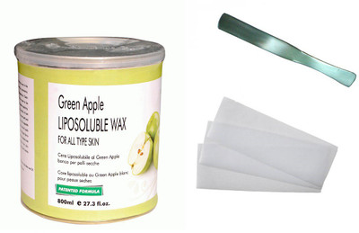 

Shopfleet Combo of Green Apple Liposoluble Wax(800 Gm.) with 50 Wax Strips and 1 Steel Wax Knife Wax(1, Set of 3)