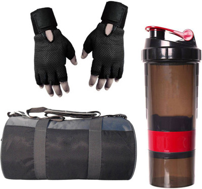 

Snipper Combo Of Shoe compartment Stylish (Grey) Bag, Gloves (Black) And Spider Shaker (Red) Gym & Fitness Kit