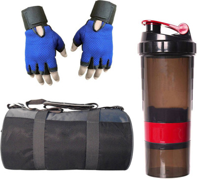

Snipper Combo Of Shoe compartment Stylish (Grey) Bag, Gloves (Blue) And Spider Shaker (Red) Gym & Fitness Kit