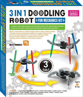 

ICE TREE 3 in 1 Doodling Robot DIY Kit Children Environmental Science Education Drawing Toy(Multicolor)