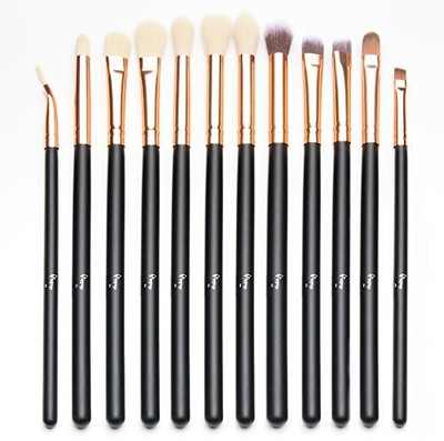 

Qivange Eye Brush Set, Cosmetics Concealer Eyeliner Blending Eyeshadow Brushes (black With Rose Gold)(Pack of 12)