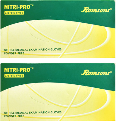 

Romsons NITRI-PRO LATEX FREE NITRILE MEDICAL EXAMINATION GLOVES,SIZE MEDIUM, 100 PCs. PACK, COMBO OF 2 PACKS, TOTAL 200 GLOVES Nitrile Examination Gloves(Pack of 200)