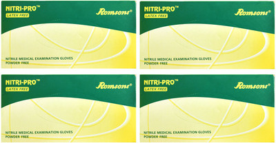 

Romsons NITRI-PRO LATEX FREE NITRILE MEDICAL EXAMINATION GLOVES,SIZE MEDIUM, 100 PCs. PACK, COMBO OF 4 PACKS, TOTAL 400 GLOVES Nitrile Examination Gloves(Pack of 400)