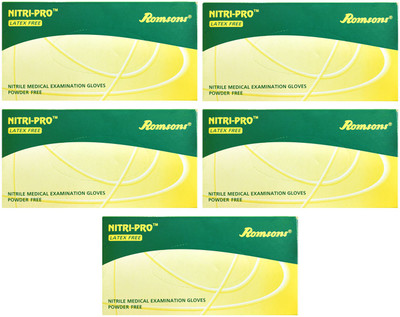 

Romsons NITRI-PRO LATEX FREE NITRILE MEDICAL EXAMINATION GLOVES,SIZE MEDIUM, 100 PCs. PACK, COMBO OF 5 PACKS, TOTAL 500 GLOVES Nitrile Examination Gloves(Pack of 500)