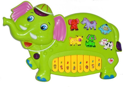 

toyuniverse Cute Elephant Musical Piano With 3 Modes Animal Sounds, Flashing Lights & Wonderful Melodious Music (Multicolor)(Multicolor)