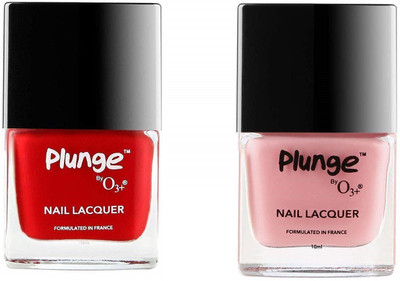 

O3+ Plunge Ruby Love and Blossom Nail Paint Polish Lacquer Color Shade Combo Pack Red and Peach(Pack of 2)
