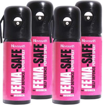 

Novosynth Novosynth FEMSAFE Maximum Strength Self Defence Pepper Spray 55ml/35gm The GIRL GANG COMBOPACK - Pack Of 4 Pepper Fogger Spray