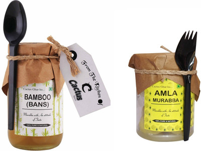 

Cactus Spices Homemade Amla Murabba and Ban/Bamboo Murabba with Honey - 450g Each Amla Murabba(900 g)