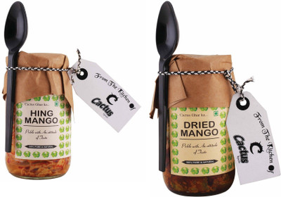 

Cactus Spices Homemade Hing Mango Pickle and Dried Mango Pickle - 200g Each Mango Pickle(400 g)