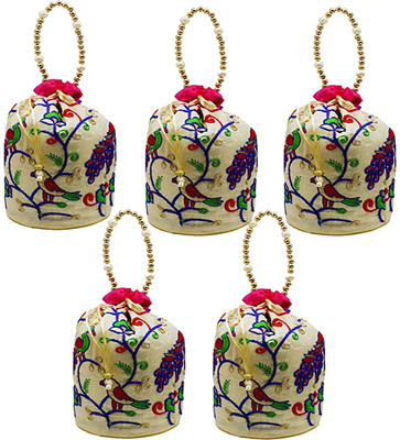 

Bagaholics Wedding gift Ethnic Silk Potli Batwa Pouch Bag with Embroidery return gift Potli(Pink)