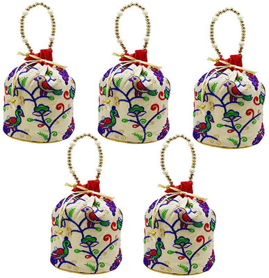 

Bagaholics Wedding gift Ethnic Silk Potli Batwa Pouch Bag with Embroidery return gift Potli(Red)