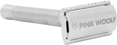 

pink woolf Double Edge (DE) Safety Razor - Chrome, Closed Comb, for New & Experienced Shavers. Engineered to Provide a Smooth Shave, Complimentary Derby Blades