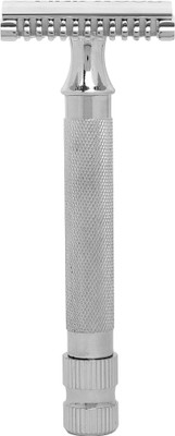 

Pink Woolf Double Edge (DE) Safety Razor - Silver, Open Comb, for New & Experienced Shavers