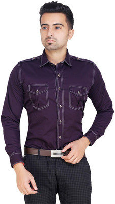ShopyBucket Men Solid Party Purple Shirt