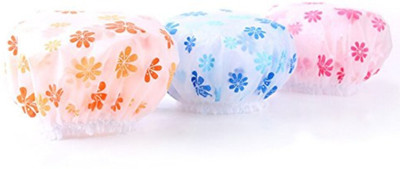 

Patriotic Fashion Design Beautiful High Quality Reusable Shower cap - Set of 3 (Blue/Hotpink/Orange(Sunflower pattern))