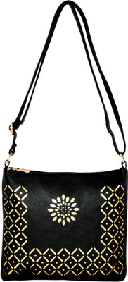 

minaar Women Evening/Party, Casual, Formal Black, Gold PU Sling Bag