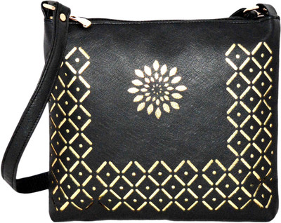 

minaar Women Evening/Party, Casual, Formal Black, Gold PU Sling Bag