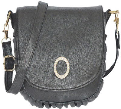 

minaar Women Casual, Evening/Party, Formal Black Leatherette Sling Bag