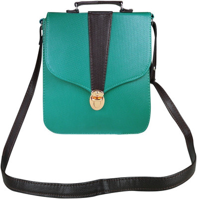 

MINAAR Women Evening/Party, Casual, Formal Green, Black PU Sling Bag, Black;green