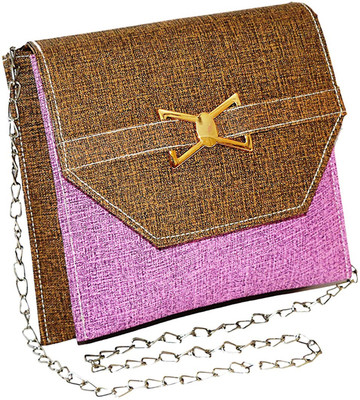 

minaar Women Evening/Party, Casual, Sports Purple, Brown Leatherette, PU Sling Bag, Brown;purple