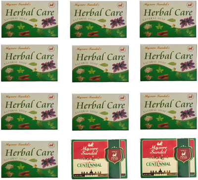 

Mysore Sandal CENTENNIAL SOAP 100GM+ HERBAL CARE NATURAL SOAP 100GM(100 g, Pack of 12)