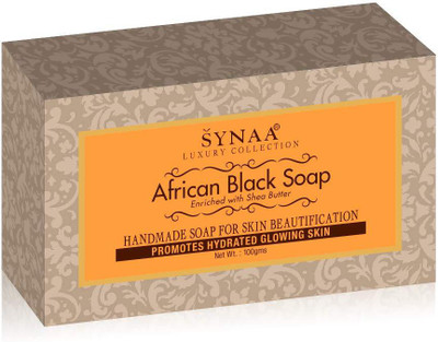 

Synaa African Black Handmade Soap for Hydrated Glowing Skin, Enriched with (Pack of 2)(200 g, Pack of 2)