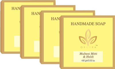 

Org'era HANDMADE MULTANI MITTI AND HALDI SOAP(400 g, Pack of 4)