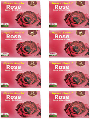 

Mysore Sandal ROSE LUXURY BATH SOAP 150GM(150 g, Pack of 8)