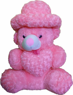 

Krishna Kids Toys Cute Pink Fur & Heart Teddy Bear with Beautiful cap - 3 feet - 92 cm(Pink)