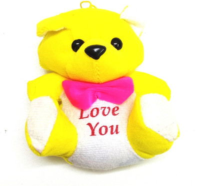 Gift Collection GC Yellow coloured love Teddy Bear cartoon stuffed soft toy cum keychain - 12 cm(Yellow, White), White;yellow