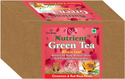 

Nutrient Green Tea with cinnamon & Red Rose Petals ( Whole Leaf Tea Bags) 25 Rose Green Tea Bags(25 Bags, Box)