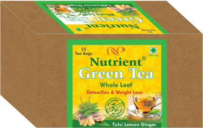 

Nutrient Green Tea with Tulsilemon Ginger ( Whole Leaf) 25 Tea Bags Ginger Green Tea Bags(0.085 g, Box)