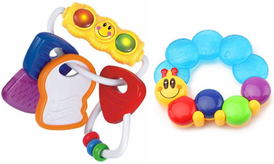 

ANKLET Quality Teether set Two Set of Teether (Lighting Teether set and Water FIlled Teether)(Multicolor)