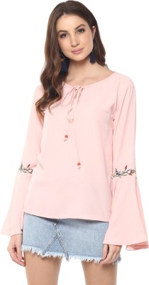 MAYRA Casual Full Sleeve Solid Women Pink Top