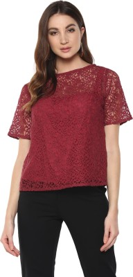 MAYRA Casual Full Sleeve Solid Women Maroon Top