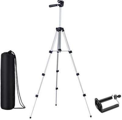 

AMJ Dashing Tripod-3110 Metal Extendable Tripod Stand Lightweight Camera Stand With Three-Dimensional Head & Quick Release Plate For Canon Nikon Sony Cameras Camcorders and mobile holder Tripod Tripod Kit(Black, Silver, Supports Up to 1500)