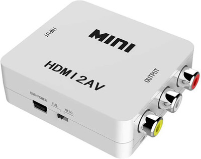

Hyme TV-out Cable MINI HDMI 2 AV (WITH AUDIO) CONVERTER ADAPTER AUDIO & VIDEO WITH HIGH DEFINITION Media Streaming Device(White, For Projector, 0.2)
