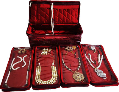 

FORE TREND High Quality Big Locker Jewellery Kit Quilted - Maroon Color Vanity Box(Maroon Color)
