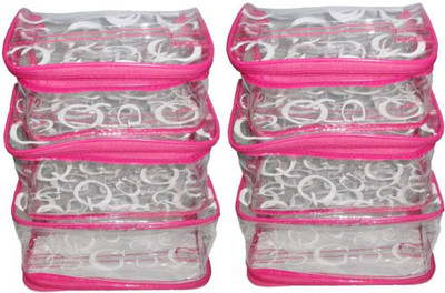 

SAROHI set of 2 pc transparent makeup jewellery pouch vanity box Vanity Box(Multicolor)