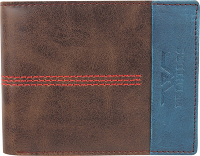 

WELHIDES Men Blue Artificial Leather Wallet(7 Card Slots), Tan:blue