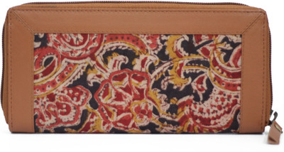 

Botua Women Black, Red Genuine Leather, Fabric Wallet(12 Card Slots), Black and red kalamkari