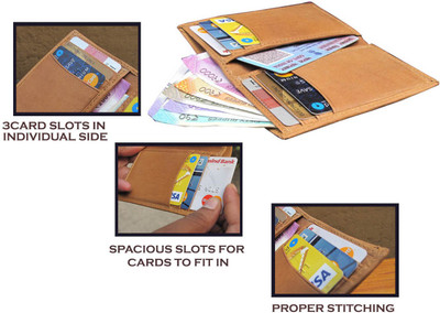 ABYS Men Tan Genuine Leather Wrist Wallet(6 Card Slots)