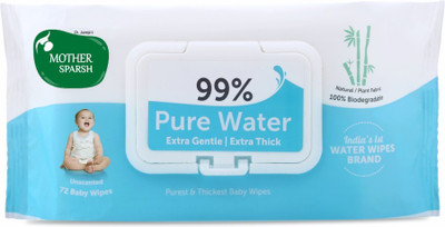 

Mother Sparsh Unscented 99% Pure Water Wipes (72 Baby Wipes)(72 Pieces)